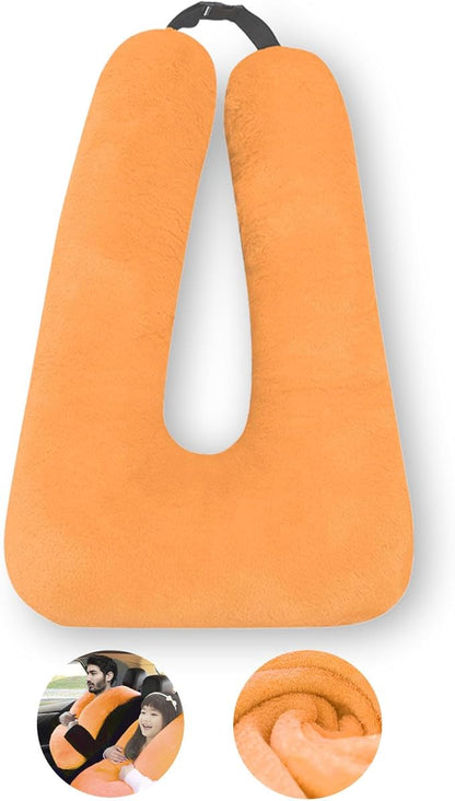 Travel Pillow, Travel Pillow for Kids, Sleeper Hold Pillow Travel, Removable U-Shaped Pillow for Adults and Children to Support Head and Body in The Back Seat of Long Car Trips (Orange)