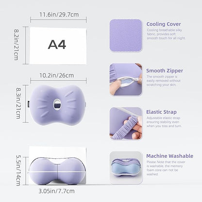 Knee Pillow for Side Sleepers - Memory Foam Knee Pillow with Cooling Cover, Leg Pillow for Side Sleeping - Leg Positioner Pillows for Sciatica Hip Pain & Spine Alignment (Soft Purple)