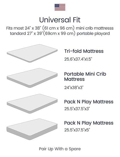 TotAha Premium Stretchy Pack N Play Playard Sheets | Mini Crib Sheets (2-Pack)-Hypoallergenic, Silky Comfort, AButtery Soft, Calming Effect, All-Season Jersey-Knit (Blue Flower & Small Floral)
