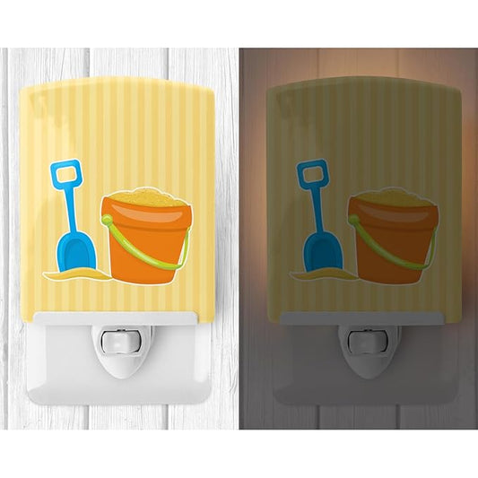 Caroline's Treasures BB8642CNL Bucket of Sand Ceramic Night Light Compact, UL-Certified, Ideal for Bedroom, Bathroom, Nursery, Hallway, Kitchen, 6x4x3, Multicolor