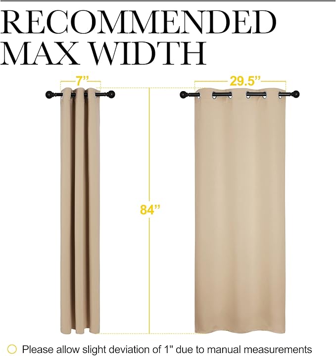 NICETOWN Room Darkening Draperies Window Curtain Panels, Thermal Insulated Grommet Room Darkening Curtains for Bedroom (Biscotti Beige, 2 Panels, W34 x L84 -inch)