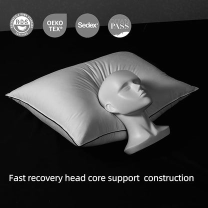 MAXICOZY Hungarian Goose Down Pillows Queen Size, Fluffy 3-Chamber Bed Pillows for Sleeping, Luxurious Soft Cloud Pillow for Back, Stomach or Side Sleepers(Queen, 1 Pack)