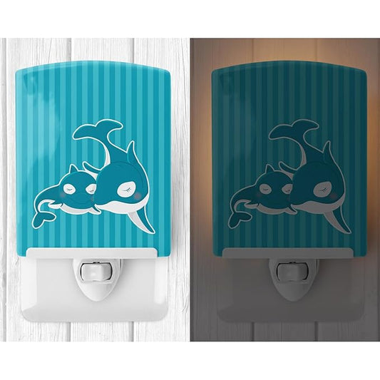 Caroline's Treasures BB8592CNL Dolphins Ceramic Night Light Compact, UL-Certified, Ideal for Bedroom, Bathroom, Nursery, Hallway, Kitchen, 6x4x3, Multicolor