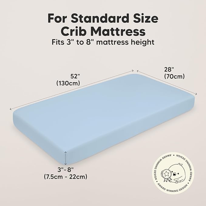 2-Pack Organic Crib Sheets for Boys, Girls - Jersey Fitted Crib Sheet, Baby Crib Sheets Neutral, Crib Mattress Sheet, Cotton Crib Sheets, Breathable Crib Sheet, Baby Mattress Sheets (Cornflower)