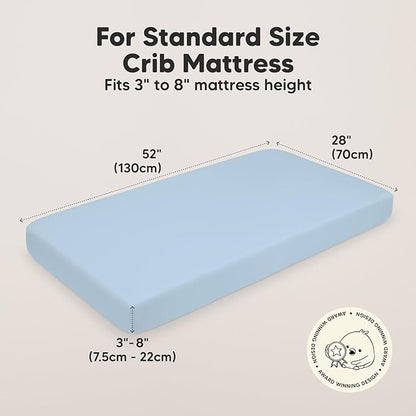 2-Pack Organic Crib Sheets for Boys, Girls - Jersey Fitted Crib Sheet, Baby Crib Sheets Neutral, Crib Mattress Sheet, Cotton Crib Sheets, Breathable Crib Sheet, Baby Mattress Sheets (Cornflower)
