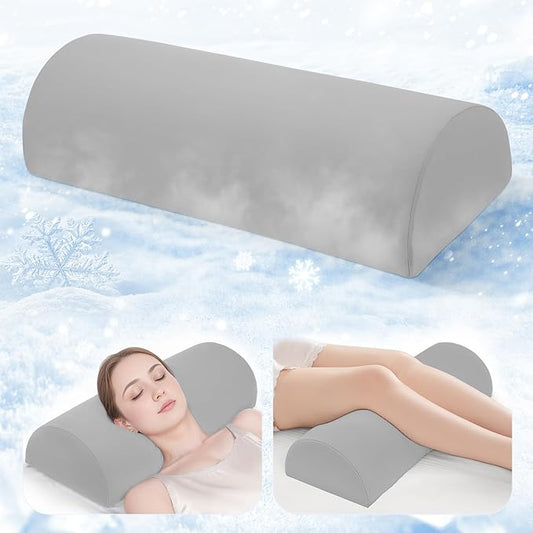 Bolster Pillow for Legs - Half Moon Under Knee Pillow for Sleeping On Back - Memory Foam Knee Bolster Pillow for Sleeping, Lower Back, Lumbar Support and Foot Elevation (Dark Grey)