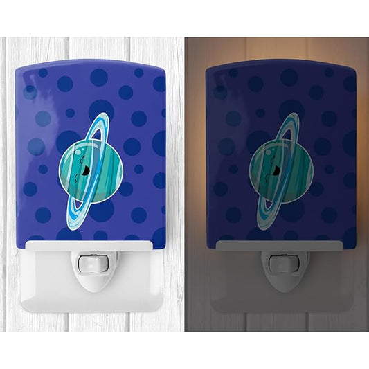 Caroline's Treasures BB9042CNL Planets Saturn Ceramic Night Light Compact, UL-Certified, Ideal for Bedroom, Bathroom, Nursery, Hallway, Kitchen, 6x4x3, Multicolor