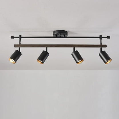 Globe Electric 60023 Nashville 4-Light Track Lighting, Matte Black, Faux Wood Accent Bar, Bulb Not Included