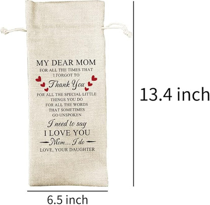 Wine Bag,, Mothers Day Wine Bag, Mother's Gifts for Mom from Daughter Son, Gifts for Mom, Mom Birthday Gift, (DL089)