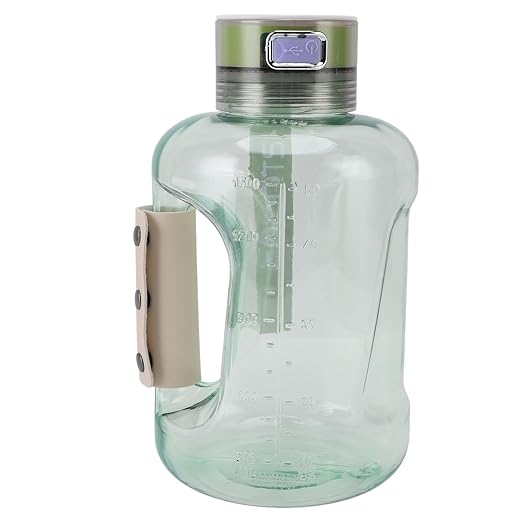Hydrogen Water Bottle, Portable Leakproof Hydrogen Rich Water Generator, Rechargeable Sports Kettle for Family Fitness Office Travel Daily, 1.5L (Light Green)