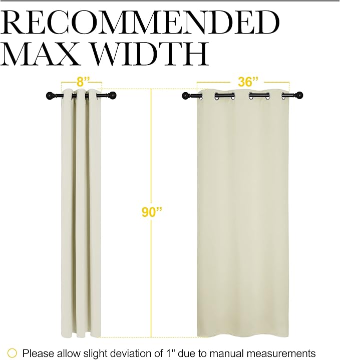 NICETOWN Room Darkening Curtain Panels - Baby Room Curtains 90 inches Long, Privacy Draperies (Beige, 42 inch Width, 2 Panels)