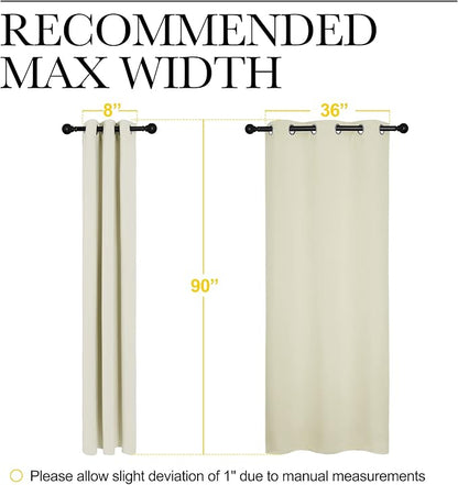 NICETOWN Room Darkening Curtain Panels - Baby Room Curtains 90 inches Long, Privacy Draperies (Beige, 42 inch Width, 2 Panels)