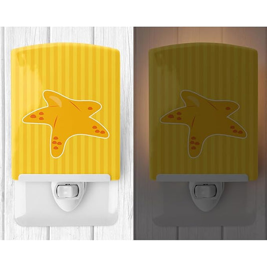 Caroline's Treasures BB8901CNL Nautical Starfish Ceramic Night Light Compact, UL-Certified, Ideal for Bedroom, Bathroom, Nursery, Hallway, Kitchen, 6x4x3, Multicolor