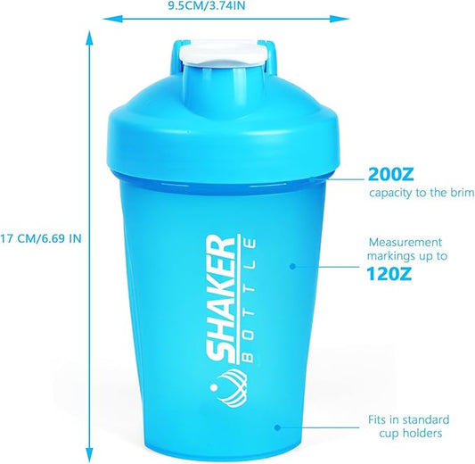 Shaker Bottle, 400ml Small Protein Shaker Cup with Mixing Ball for Smooth blending, Leak-Proof GYM Workout Water Bottles for protein& Smoothie Shake，Bpa Free (13oz / Blue)