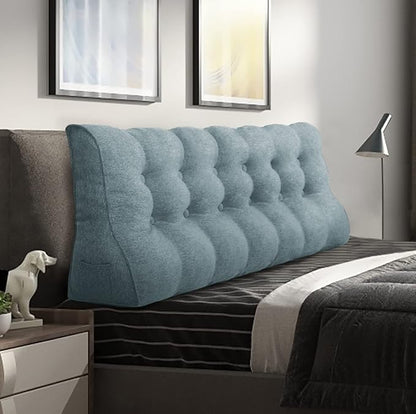 Daneey Multifunctional Headboard Pillow Heighten Headboard Wedge Pillow Bolster Pillow for Bed Reading Pillow Adult Back Pillow for Sitting in Bed Wedge Pillow Headboard with Removable Gray Cover