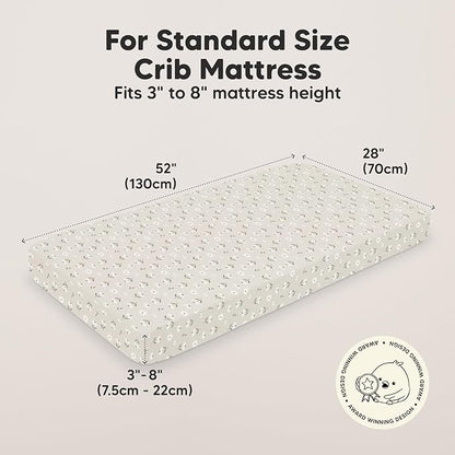 2-Pack Organic Crib Sheets for Boys, Girls - Jersey Fitted Crib Sheet, Baby Crib Sheets Neutral, Crib Mattress Sheet, Cotton Crib Sheets, Breathable Crib Sheet, Baby Mattress Sheets(Daisies)
