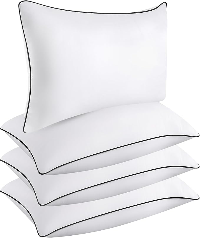 Hotel Quality Cooling Queen&King Size Bed Pillows Set of 4 - Soft, Firm, and Supportive Down Alternative Pillows for Back, Stomach, and Side Sleepers