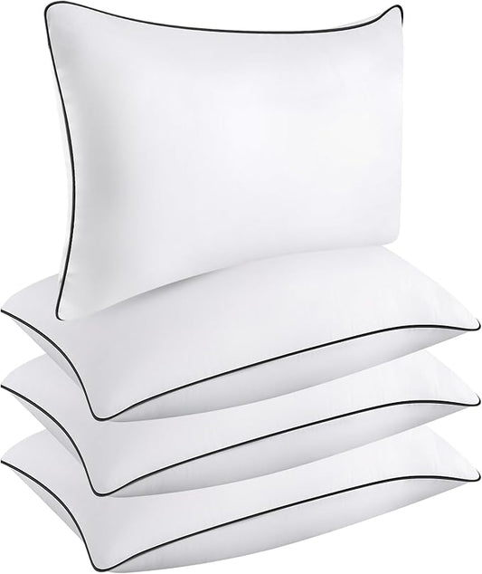 Hotel Quality Cooling Queen&King Size Bed Pillows Set of 4 - Soft, Firm, and Supportive Down Alternative Pillows for Back, Stomach, and Side Sleepers