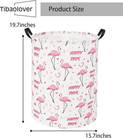 Pink Flamingo Kids Laundry Basket Baby Hamper Flamingo Toy Storage Bin for Boys Room Decor Baby Nursery Hamper Gift Baskets for Bedroom Bathroom(Pink Flamingos)