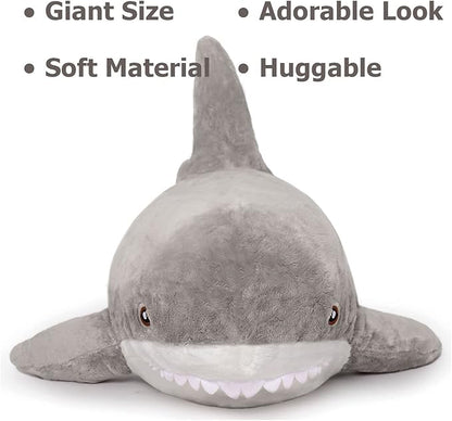 MorisMos Shark Pillow Giant Stuffed Shark, Baby Shark Plush Toy Shark Toys, Big Shark Stuffed Animal, Gray, 40in