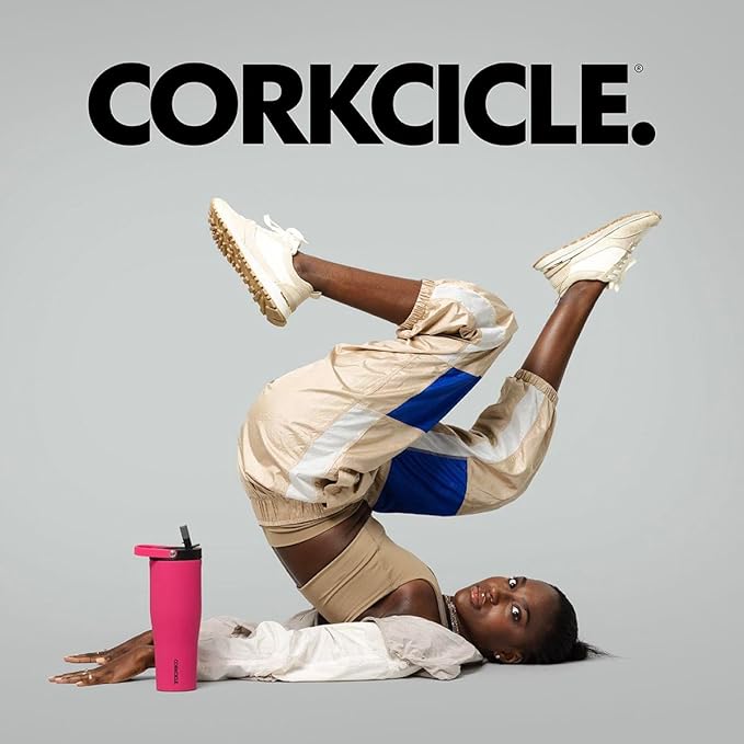Corkcicle Go Cup XL Insulated Tumbler with Lid and Straw, Dragonfuit, 30 oz – Reusable Water Bottle Keeps Beverages Cold for 12hrs – Cupholder Friendly Tumbler, Leak-Proof Design