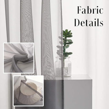 Grey Sheer Voile Curtains Gray Sheer Curtain Translucent Solid Color Window Treatment 63 Inches Long Panels Rod Pocket Grey Drapes for Bedroom Living Room 2 Panels 52x63