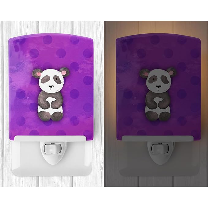 Caroline's Treasures BB7375CNL Polkadot Panda Bear Watercolor Ceramic Night Light Compact, UL-Certified, Ideal for Bedroom, Bathroom, Nursery, Hallway, Kitchen, 6x4x3, Multicolor
