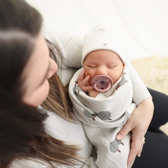 Luxury Knit Baby Receiving Blanket - 100% Cotton Soft Cozy Lightweight Receiving Swaddler Crib Stroller Blanket for Shower Gift Registry for Newborns Infants Toddlers (Sheep - Light Pink)