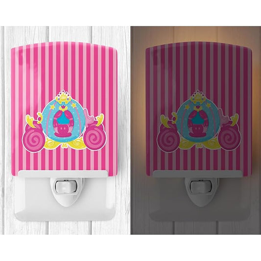 Caroline's Treasures BB8758CNL Princess Carriage Ceramic Night Light Compact, UL-Certified, Ideal for Bedroom, Bathroom, Nursery, Hallway, Kitchen, 6x4x3, Multicolor