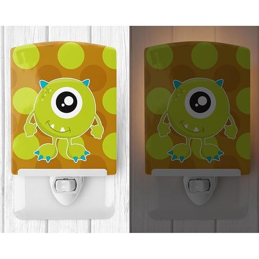 Caroline's Treasures BB8846CNL Monster Green Nola Ceramic Night Light Compact, UL-Certified, Ideal for Bedroom, Bathroom, Nursery, Hallway, Kitchen, 6x4x3, Multicolor