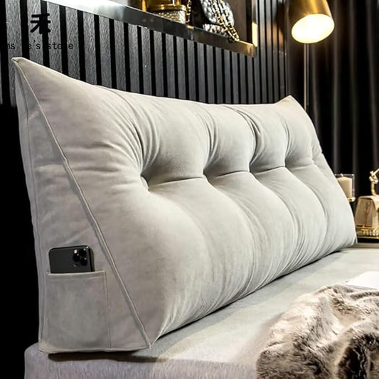 Triangular Headboard Pillow Wedge Pillow for Headboard Gap Headboard Pillow Twin Daybed Pillows Backrest Pillow with Side Pockets