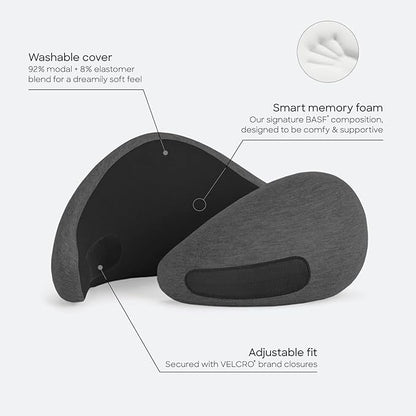 Ostrichpillow Go Neck Pillow - Premium Memory Foam Travel Pillow, 360º Ergonomic Design, Asymmetrical Sides, Travel Bag Included, Washable Modal Cover