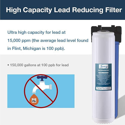 iSpring F2WGB22BPB 4.5” x 20” 2-Stage Whole House Water Filter Replacement Pack Set with Carbon Block and Lead Reducing Cartridges, Fits WGB22B-PB, white