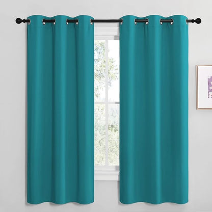 NICETOWN Room Darkening Curtains 68 inch Length 2 Panels, Thermal Insulated Grommet Blackout Curtains for Modern Casual Elegant Bedroom Kids Room Theme Decoration (Peacock Teal, 2 Pieces, W42)