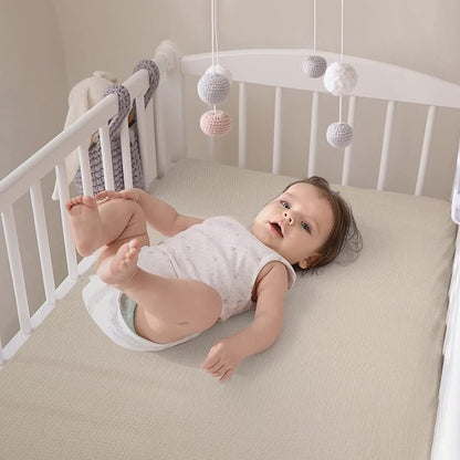 Baby Muslin Crib Sheets - Toddler Cotton Fitted Crib Sheets Neutral for Boys and Girls 2Pack