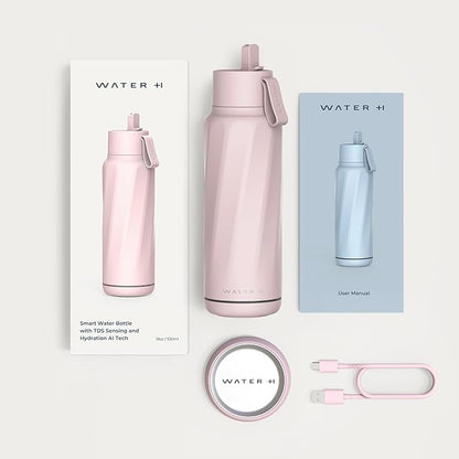 Vita Insulated Smart Water Bottle, Intake Tracker, Water Safety Analyzer, LED Reminder, BPA Free, 18 oz Double Wall Vacuum Stainless Steel Thermos (Flip Lid + Straw), Ideal Gift for Dad