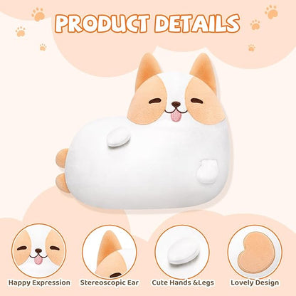 Corgi Plush Stuffed Animals, Cute Dog Plushies Stuffed Toy Pillow, Kawaii Plushies Heart Shape Pillow, Puppy Squishy Plushies Cuddle Pillows for Kids & Adults