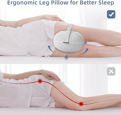 Knee Pillow for Side Sleepers - Memory Foam Leg Pillow for Side Sleeping - Comfortable Soft Side Sleeper Leg Positioner Pillows for Pregnancy, Hip Pain, Spine Alignment (Light Grey)