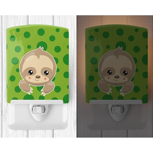 Caroline's Treasures BB9035CNL Sloth Paws Ceramic Night Light Compact, UL-Certified, Ideal for Bedroom, Bathroom, Nursery, Hallway, Kitchen, 6x4x3, Multicolor