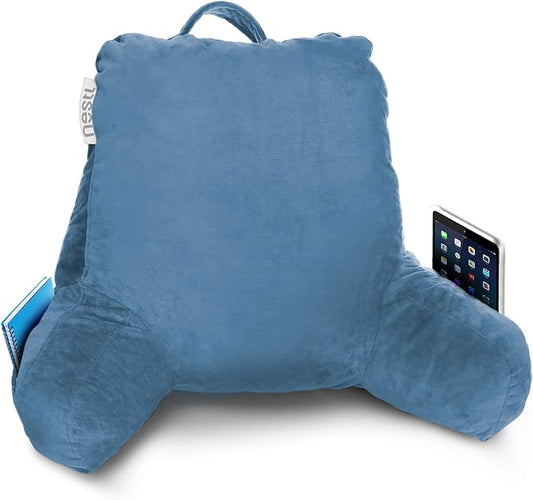 Nestl Reading Pillow Standard Bed Pillow, Back Pillow for Sitting in Bed Shredded Memory Foam Chair Pillow Reading & Bed Rest Pillows Blue Heaven Back Pillow for Bed, Bed Chair Arm Pillow with Pockets