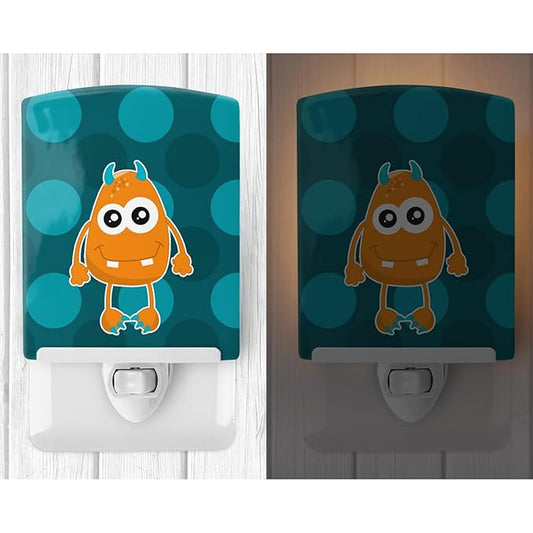 Caroline's Treasures BB8848CNL Monster Orange Ceramic Night Light Compact, UL-Certified, Ideal for Bedroom, Bathroom, Nursery, Hallway, Kitchen, 6x4x3, Multicolor