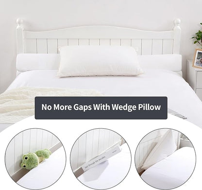 MABOZOO Pillow Wedge for Headboard Gap,Bed Gap Filler Twin Size,Foldable Bed Wedge Pillow for Headboard,White Bed Wedge Gap Filler,Foam Mattress Gap Filler,39"x6"x6"