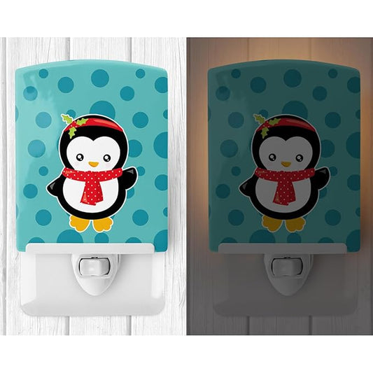 Caroline's Treasures BB8941CNL Christmas Penquin #3 Ceramic Night Light Compact, UL-Certified, Ideal for Bedroom, Bathroom, Nursery, Hallway, Kitchen, 6x4x3, Multicolor