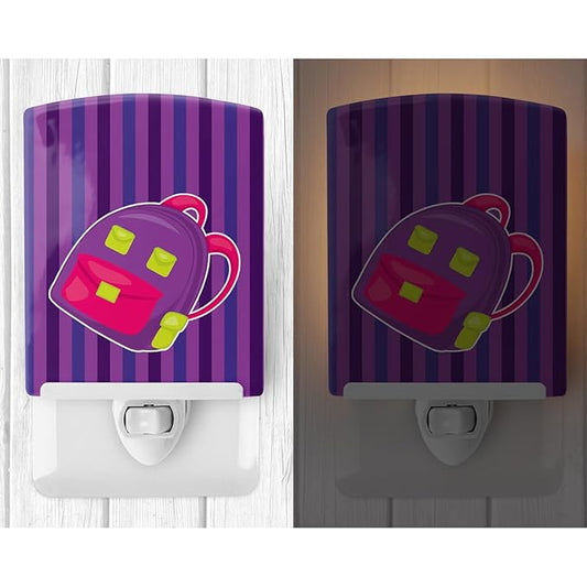 Caroline's Treasures BB8866CNL Back to School Backpack #1 Ceramic Night Light Compact, UL-Certified, Ideal for Bedroom, Bathroom, Nursery, Hallway, Kitchen, 6x4x3, Multicolor