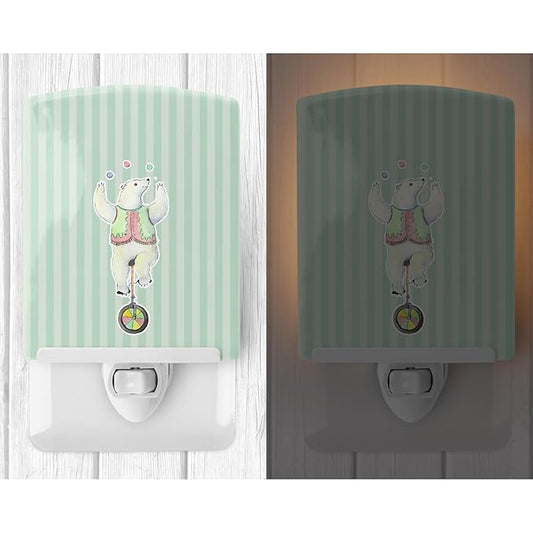 Caroline's Treasures BB6861CNL Circus Bear Ceramic Night Light Compact, UL-Certified, Ideal for Bedroom, Bathroom, Nursery, Hallway, Kitchen, 6x4x3, Multicolor
