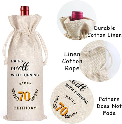LANBAIHE 70th Birthday Gifts for Her,70th Birthday Gift for Women Men, 70 Years Old Birthday Gifts Wine Bag, 70th Birthday Decorations Party Supplies-1954 Birthday (70 BIRTHDAY)