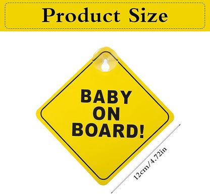 Baby On Board Sign 2 PCS Baby On Board Sticker with Double Suction Cups Sticker for Car Window Cling Reusable Safety Warning Sticker Decal Bright Yellow Durable and Strong Suction