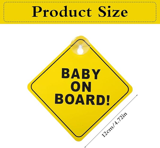 Baby On Board Sign 2 PCS Baby On Board Sticker with Double Suction Cups Sticker for Car Window Cling Reusable Safety Warning Sticker Decal Bright Yellow Durable and Strong Suction