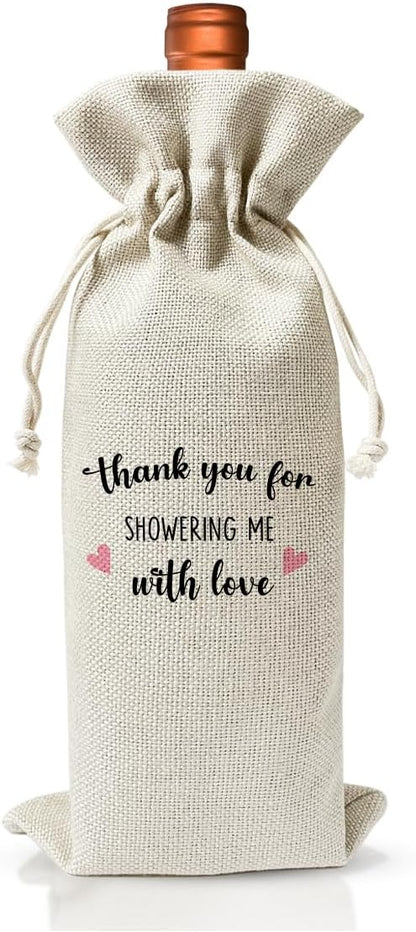 Baby Shower Host Gift Wine Bag, Thank You for Showering Me With Love, Baby Shower Gift For Hostess Bride, Bridal Party Favor Decor, Appreciation Christening Thank You Gift, Baptism Decor