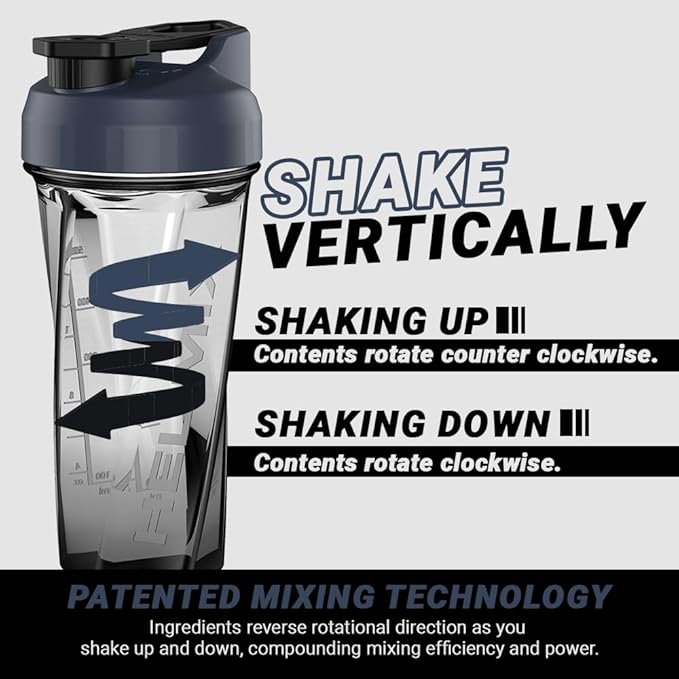 HELIMIX 2.0 Vortex Blender Shaker Bottle Holds upto 28oz | No Blending Ball or Whisk | USA Made | Pre Workout Protein Drink Shaker Cup | Weight Loss Supplements Shakes |